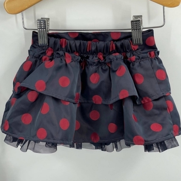 Baby Gap | Navy Red Polka Dot Layered Satin Skirt Tulle Toddler Girl's 4T EUC - Picture 3 of 9